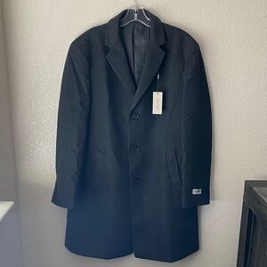 Kenneth Cole Reaction Mens Black Overcoat 44R